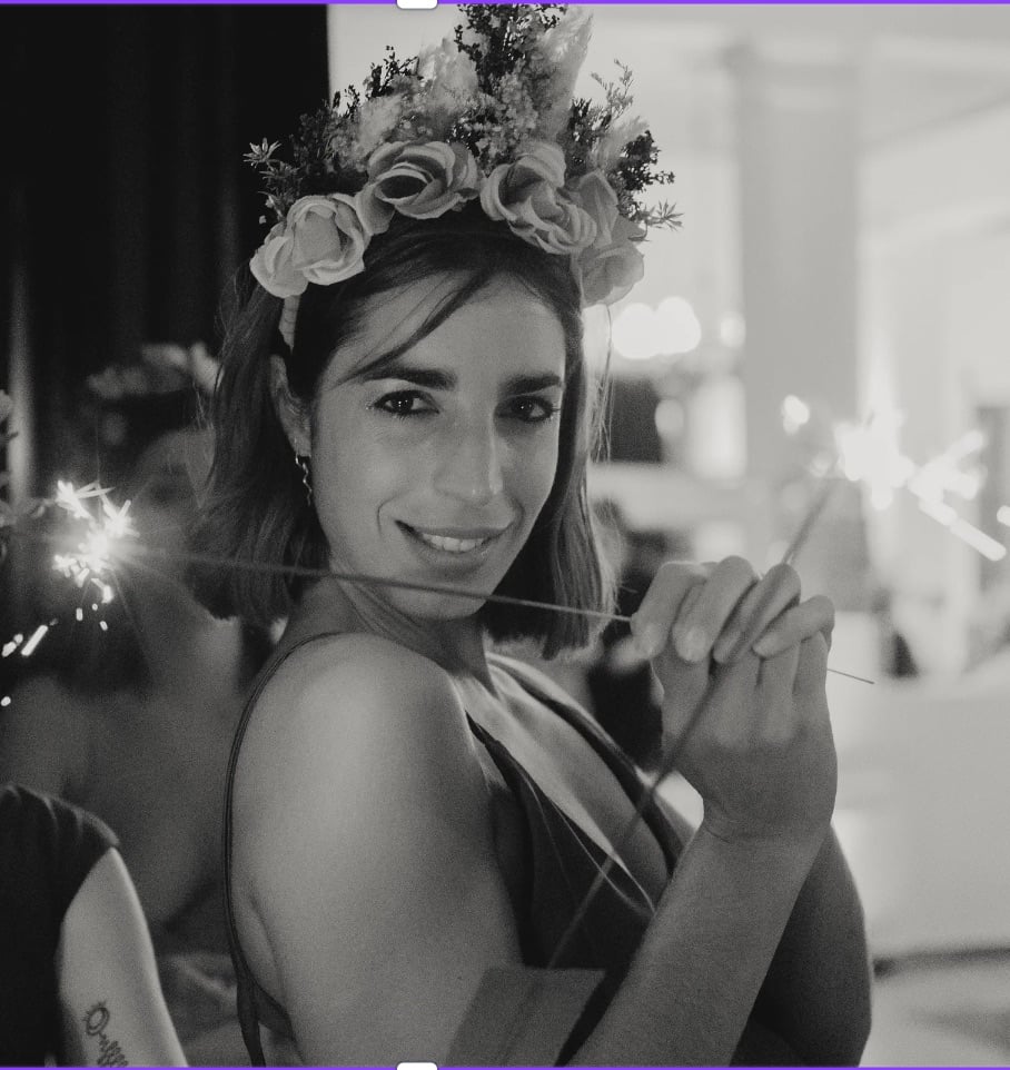 A bride wearing a full handmade flower crown by BESPOKEN